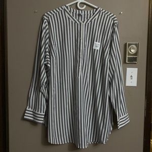 Button-Front Plus-Size Popover Stretch tunic shirt